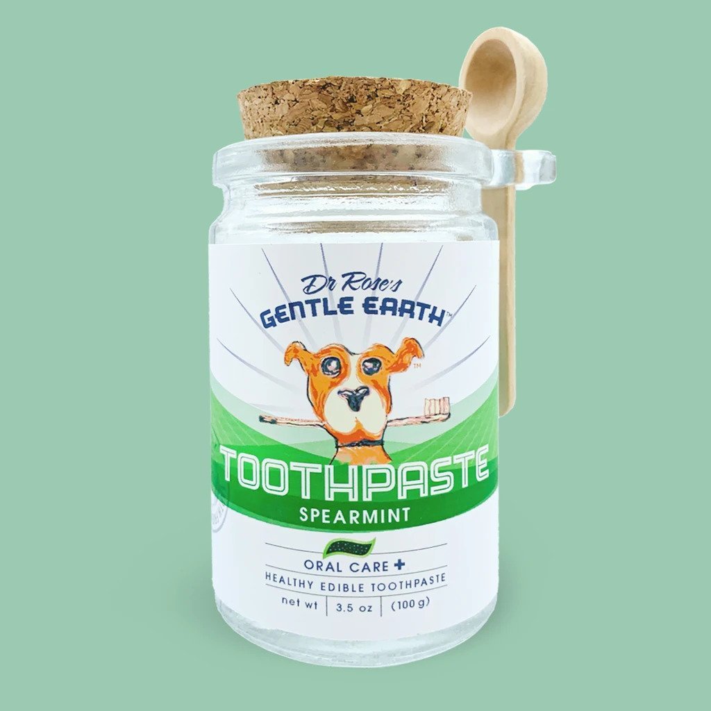 Container of Dr. Rose's Gentle Earth Toothpaste Spearmint flavor